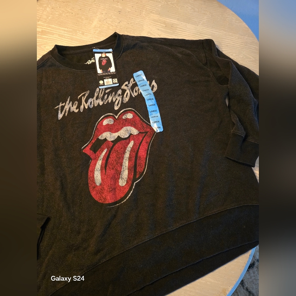 Rolling Stones Black CREW Sweatshirt Womens L NEW NWT